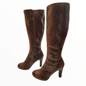 Impo Faux Snakeskin Heeled Tall Boots